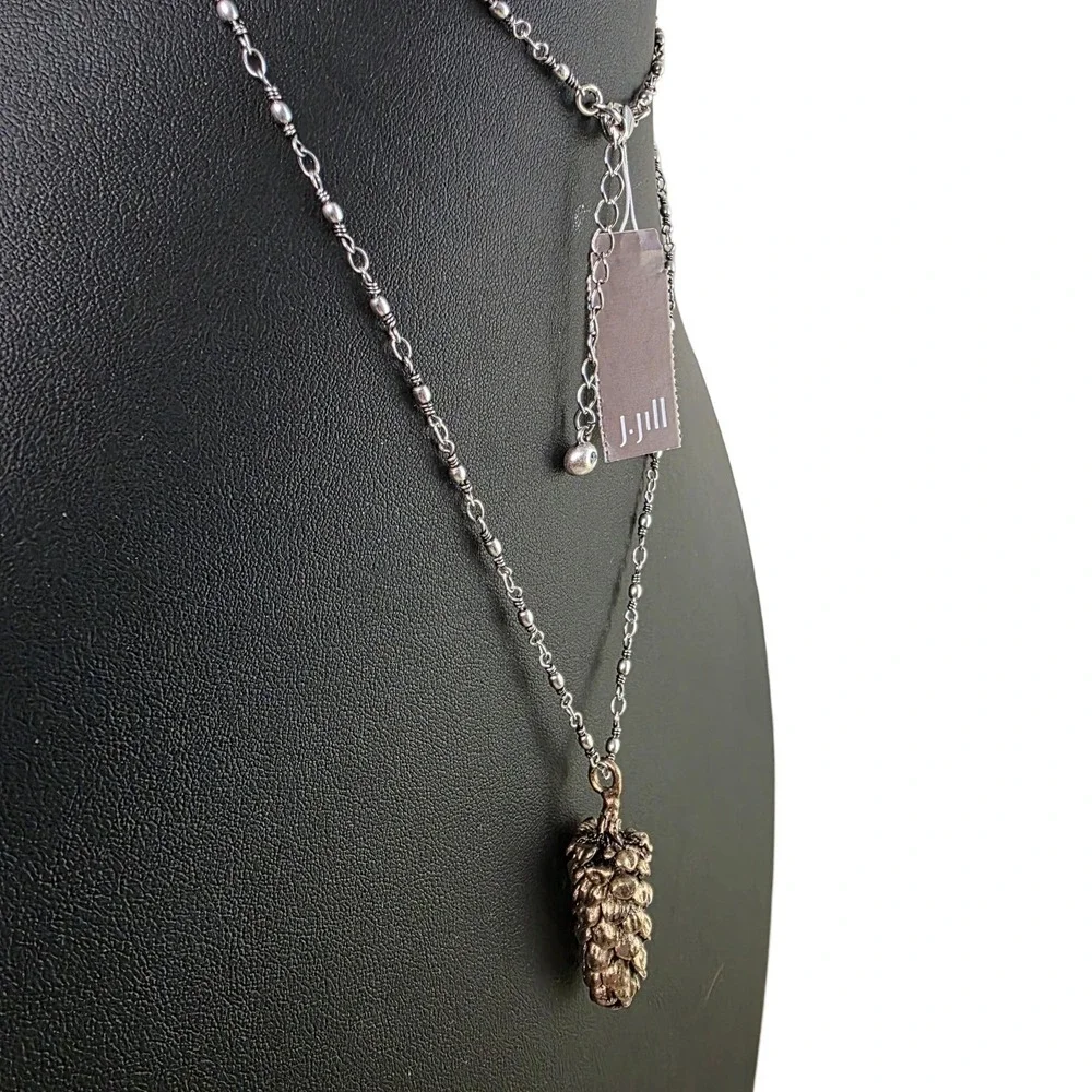 J‎ Jill Pinecone Pendant Necklace Mixed Metal Nature Fall Gorpcore Boho